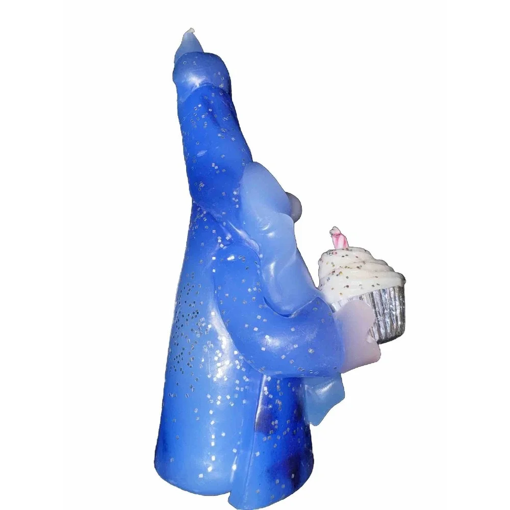 Vintage Northern Lights Candle Wizard Blue Birthday‎ Cupcake Artist Signed